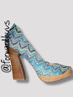 Naughty Monkey Zigzag Platform Heels 4 Inch Block Heel Size 6.5